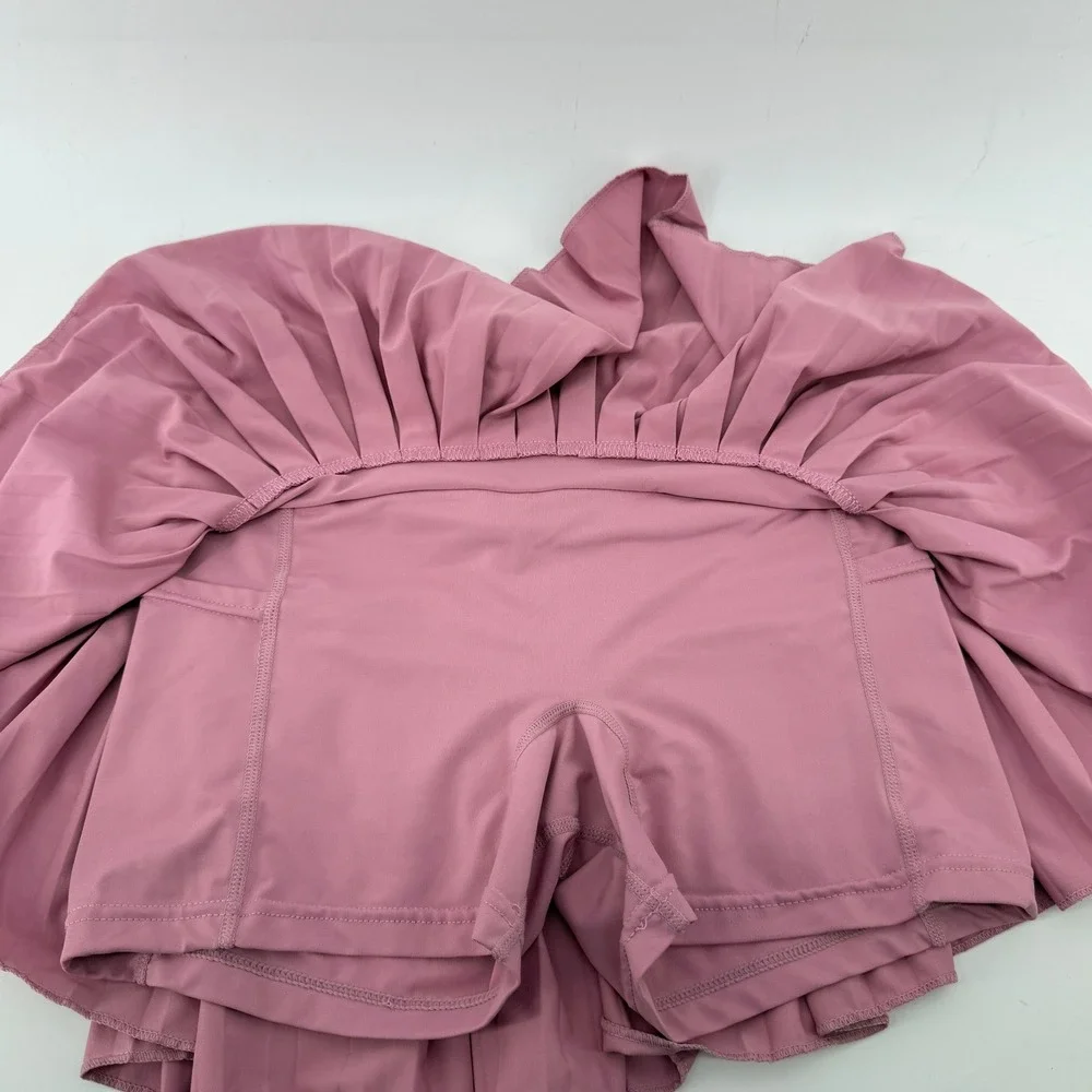 Gold Hinge Pleated Tennis Skirt Skort Dusty Pink Women XS Pickleball Preppy